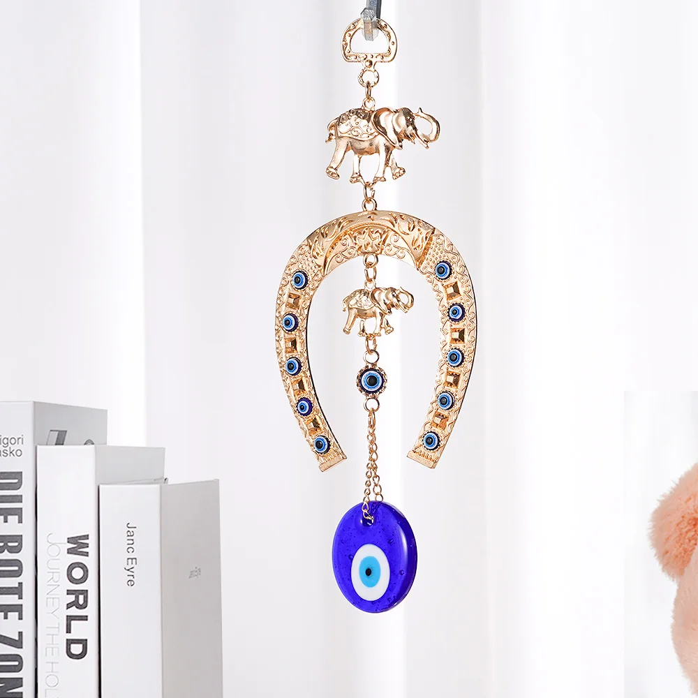 Turkish Glass Eye Wall Hanger Glass Lucky Pendants Festival Amulet Ethnic Gift Indoor Home Car Alloy Hanging House Decorations