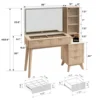 T4TREAM 48" Fluted Makeup Vanity Desk with Large 36" Mirror Lights Modern Glass Top Big Table 5 Drawers Adjustable Shelves Oak 2
