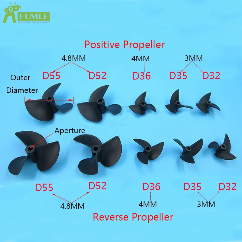RcBoatPropeller3BladesNylonPropellersfor3mm4mm48mmShaftRc