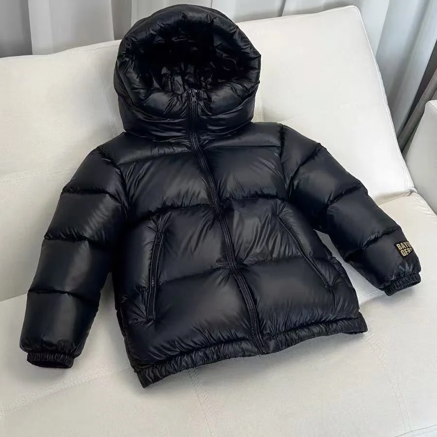 Children's Winter New down Jacket Jacket Black Gold down Boys Girls Middle and Large Children Thickened Short Kids