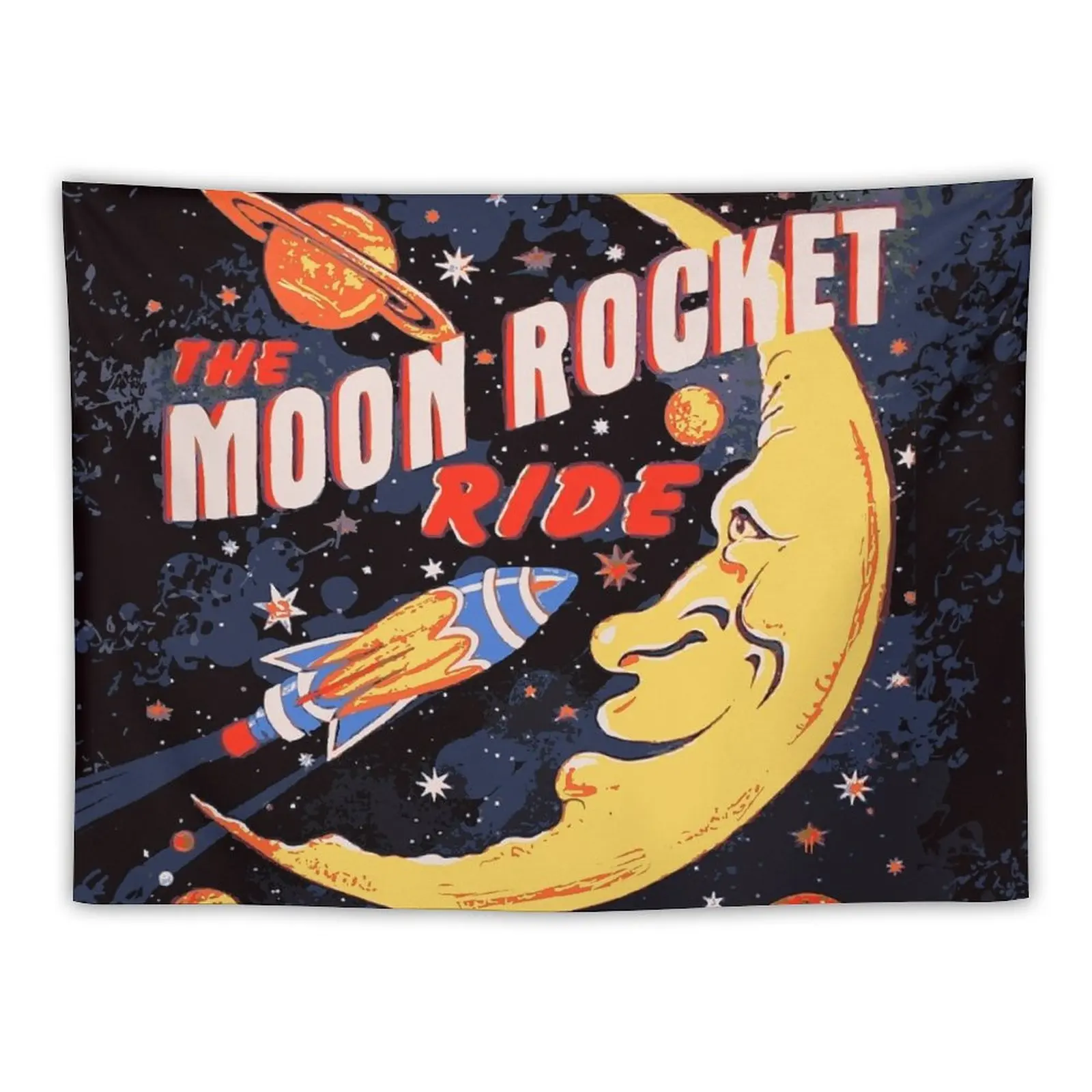 

Rocket Moon Ride (vintage) Tapestry Bedroom Decoration Home Decorating Cute Room Things Wall Decoration Items Tapestry