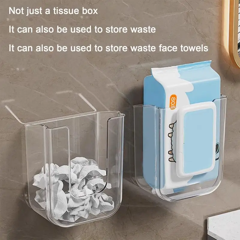 Bathroom Wall Mounted Wet Tissue Storage Box Self-adhesive Paper Towel Holder