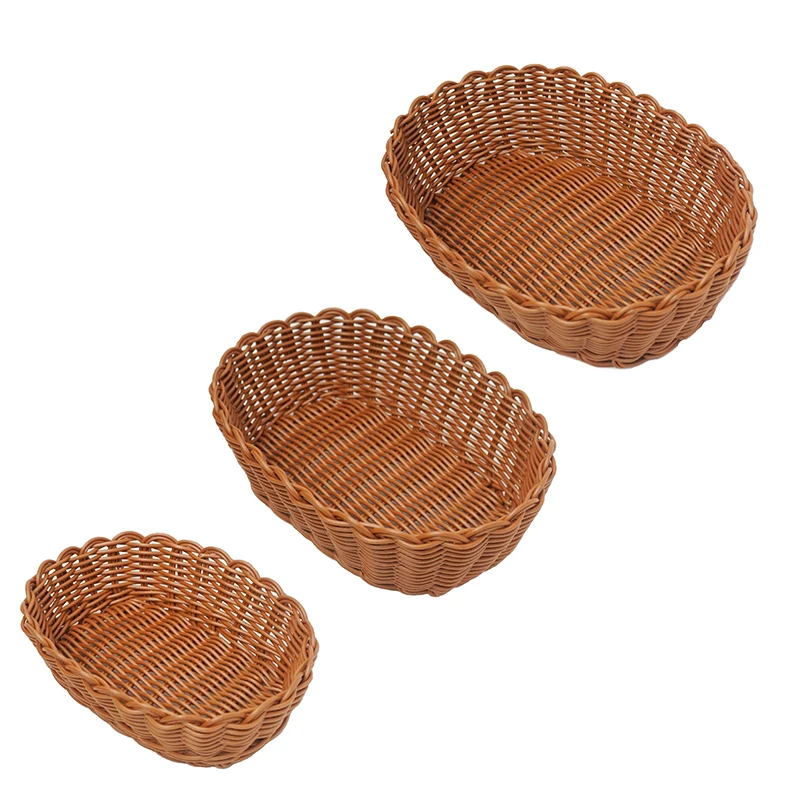 Oval plastic imitation rattan storage basket snack bakery snack basket party centerpiece home dining table kitchen supplies 3