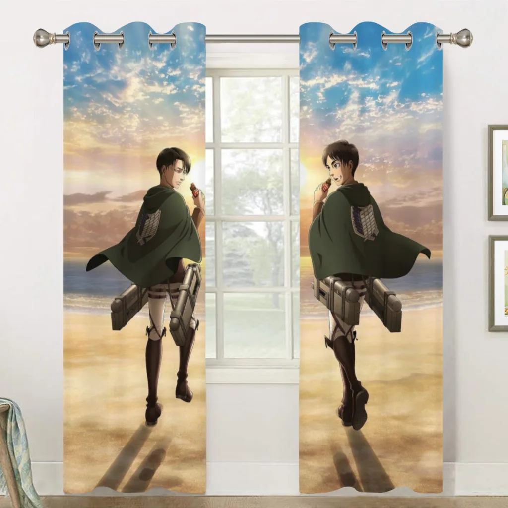 Wings of Liberty Attack on Titan Retro Blackout Curtains  for Bedroom Thermal Window Treatment Curtain 2 PC  4