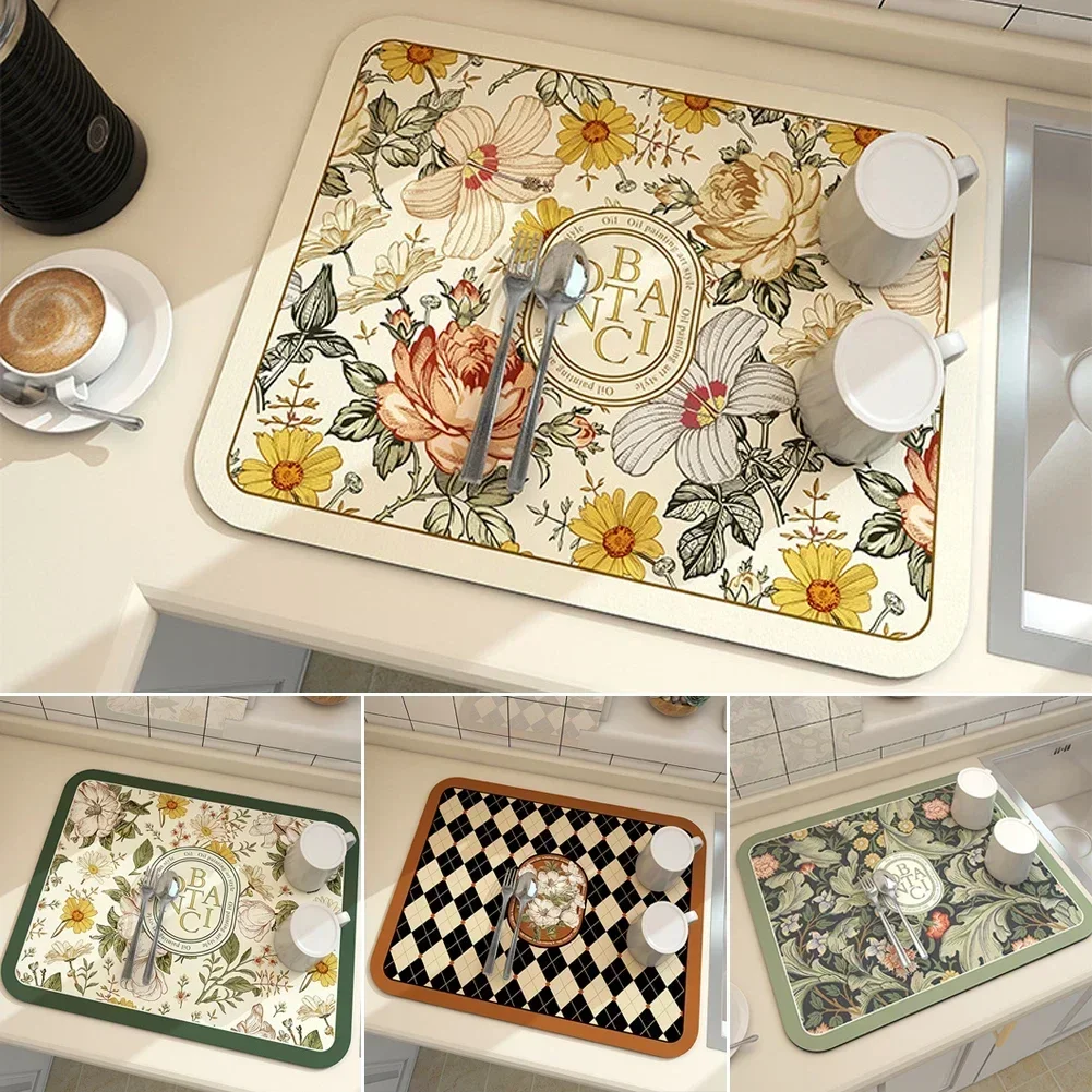 

Супер впитывающий сушильный коврик для кофейной посуды, впитывающий супер Противоскользящий большой Быстросохнущий коврик для слива в ванную комнату