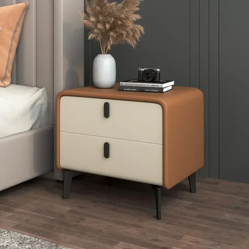 YF Bedside Table Soft Bag Cream Simple Modern Small Bedroom Rock Slab Bedside Table Leather Storage Locker Free Security