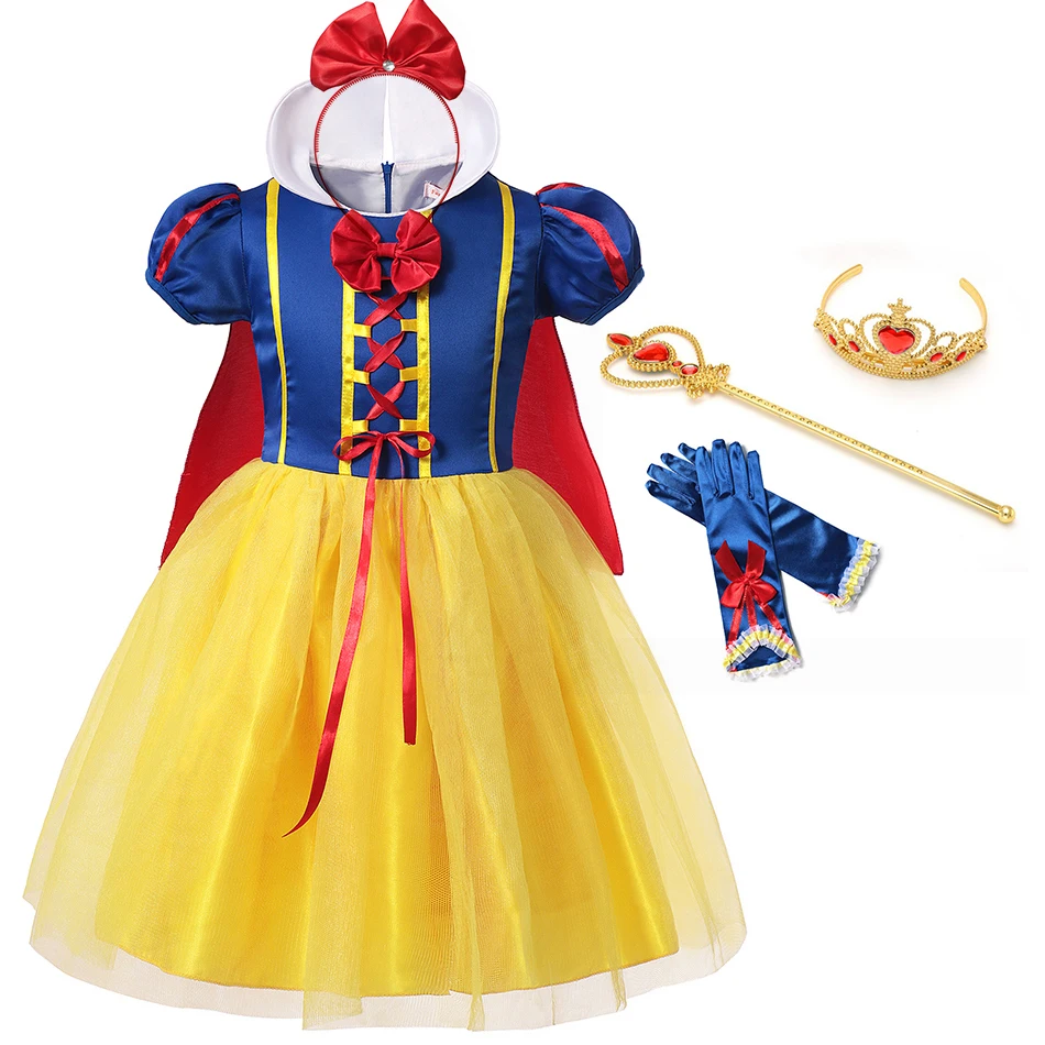 Headband Outfits Girls Snow White Mermaid Princess Dress Cosplay Fancy Costume 
