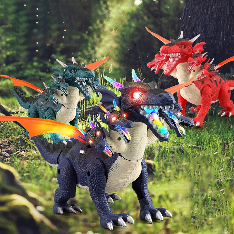 

2023 New Model Children's Electric Acousto-Optic Walking Five Headed Flying Dragon Toy Luminous Electric Dinosaur Toy for Kid