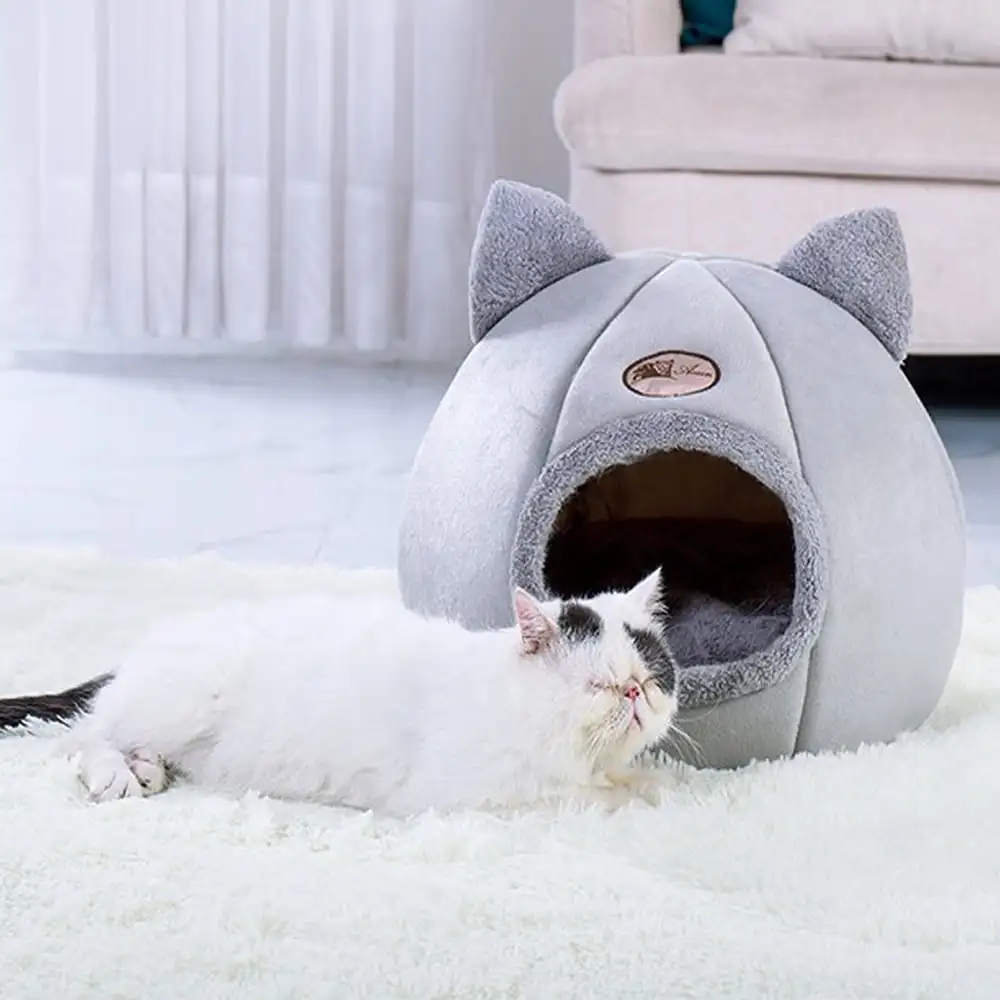 Plush Enclosed Cat Cave Bed 1