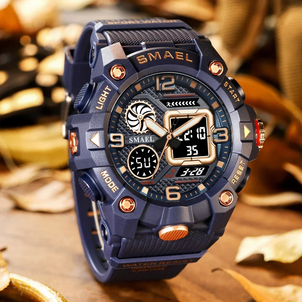 SMAEL Orologi sportivi Orologio da uomo Display digale a LED Cronometro analogico al quarzo Orologio con cinturino traslucido moda 8058 Orologio da polso maschile  1511