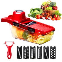 6 in 1 Multifunctional Vegetable Cutter Slicer Fruit Potato Peeler Carrot Grater Kitchen Accessories Basket Vegetable Slicer