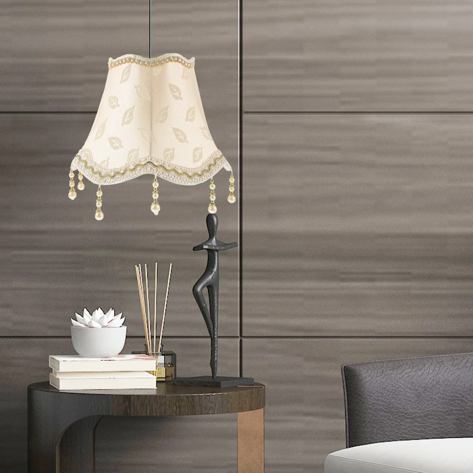 

Vintage Lamp Shade Victorian Lampshade Beads Fringe Flower Pattern Cloth Lamp Cover Antique European Cloth Lamp Covers