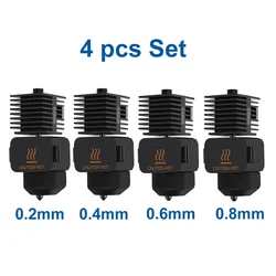 Enhanced Hotend Kit with Replaceable Nozzles (0.2-0.8mm) (4Pcs 1 Set)