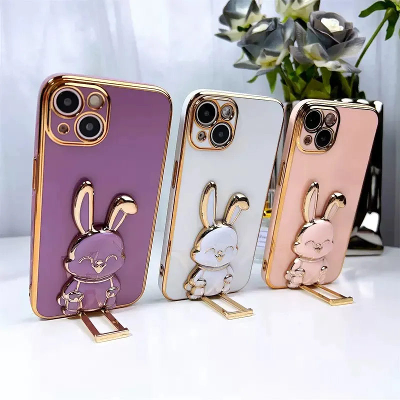 Rabbit Holder Stand Soft Phone Case - Cute and Functional Design