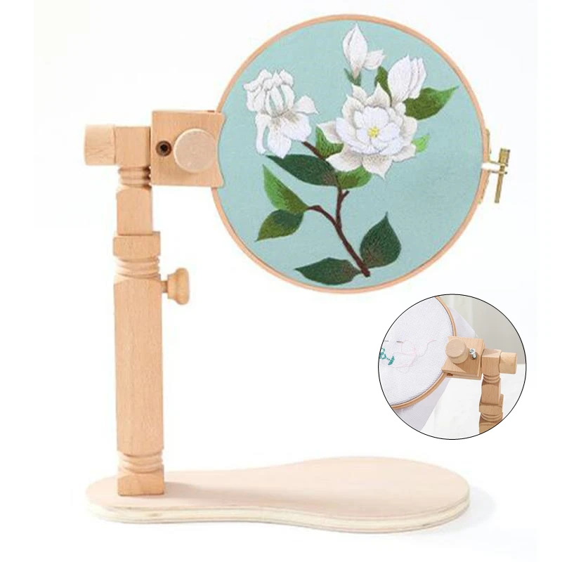 Wooden Embroidery Hoop 360 Degree Rotation Adjustable Desktop Stand Cross  Stitch Rack Frames Rings Adults Mother Gifts Sewing - AliExpress