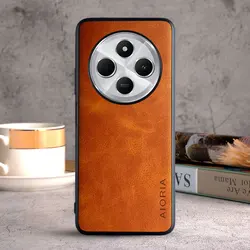 Luxury Vintage Leather Phone Case - Elegant Business Cover for Redmi 9C (Orange)