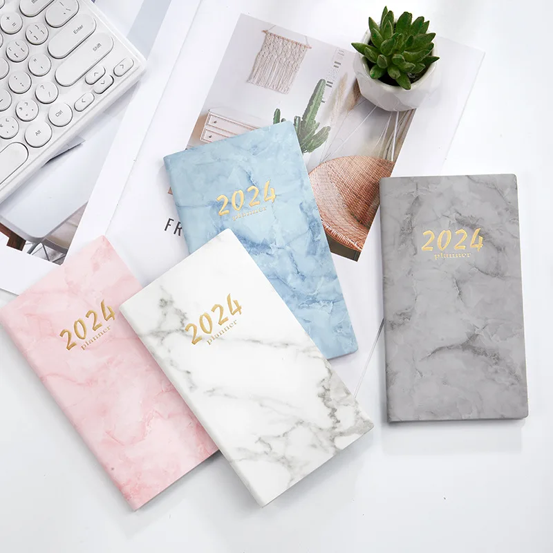 

2024 A6 Notebook Weekly Planner Marbled Notebooks Diary To Do List Pocket Note Book Diario Calendar Office Papelaria Notepad