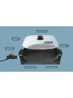 Non-stick Electric Skillet with Glass Vented Lid10.5Qt. Scratch Resistant, Dishwasher Safe, Adjustable Temperature, Black 2