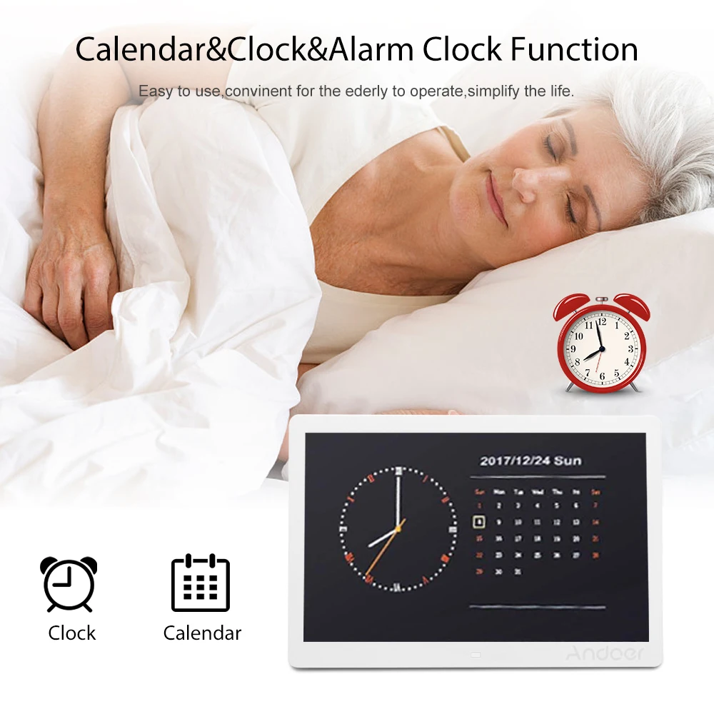 Andoer 13 Inch 1080P LED Digital Photo Picture Frame High Resolution 1920*1080 Advertising Machine MP3 MP4 Picture Player Electr