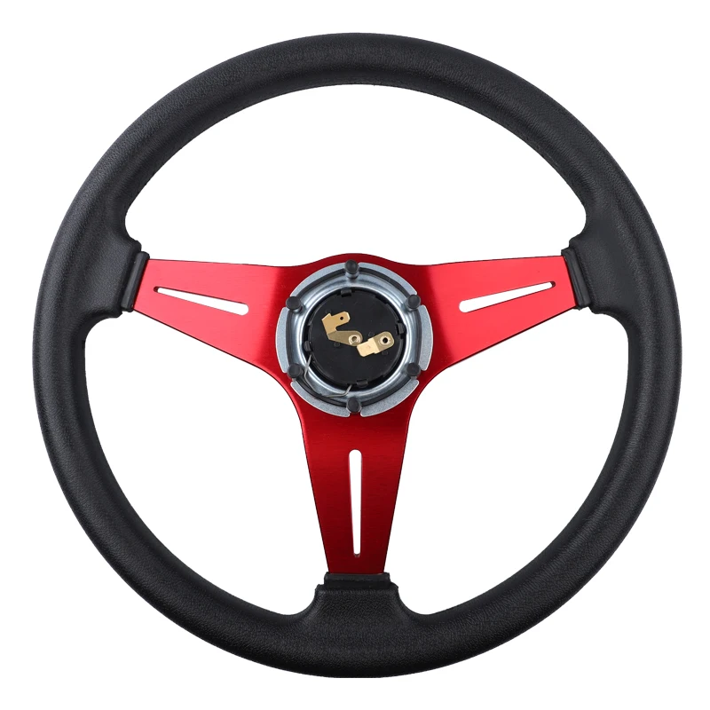 320mm Sport Steering Wheel - 12.5in Aluminum & PVC 6-Bolt Universal Steering Wheel With Horn Button, Black