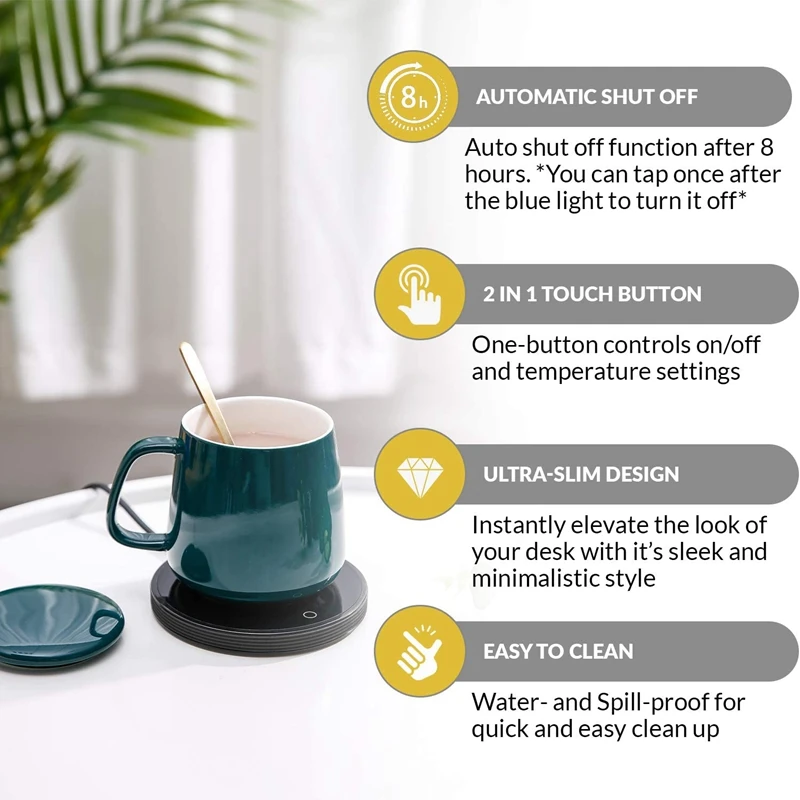 Electric Coffee Mug Warmer Lightweight Mug Warmer For Desk 2 Setting Cup Warmer US Plug