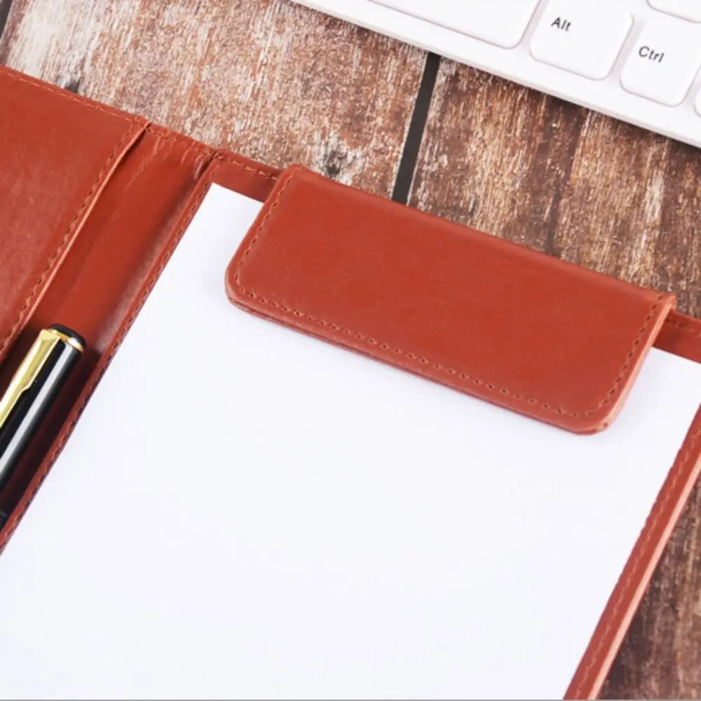 PU Leather A5 File Folder Card Slot With Elastic Pen Insert Business Meeting Contract Clamp Waterproof Order Dishes Note Holder