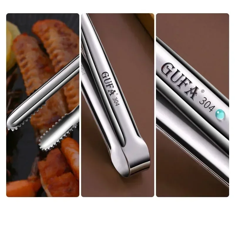 Stainless Steel Barbecue Clip 304 Food Grade Multipurpose Barbecue Grill Tongs Grippers for Picnic Meat BBQ Cooking Gadgets food tongs kitchen food clips