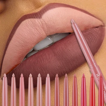Matita per labbra Matita per labbra impermeabile a lunga durata Matita per labbra opaca per principianti Matita per labbra automatica Pasta di fagioli Penna per rossetto rotante a colori