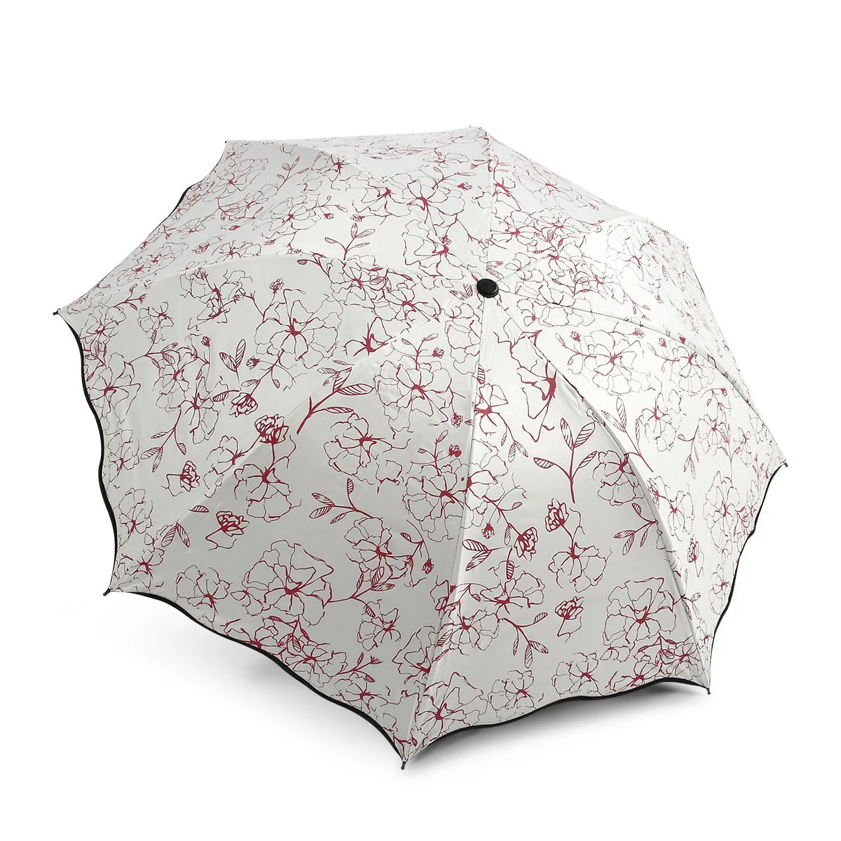 Description Picture 4 of itemUmbrella UV Protection Women's Sun Umbrella Folding Umbrella Windproof Travel Umbrella with Hibiscus Flowers On Canopy