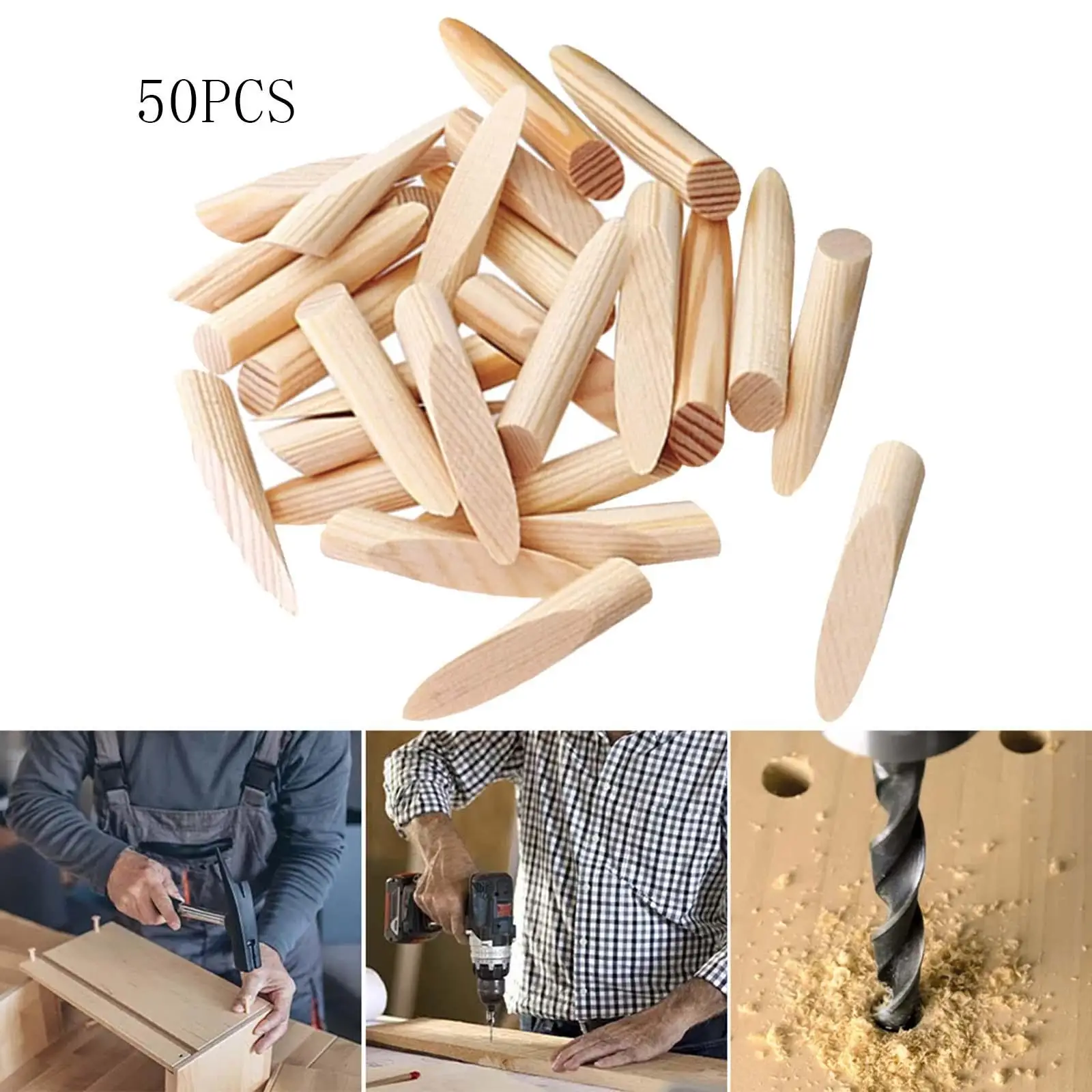 50 Pieces Pocket Hole Plugs Paint Grade Wood Plugs Pocket Hole Jig for Woodworking Tool Craft Screw Holes Grooved Furniture