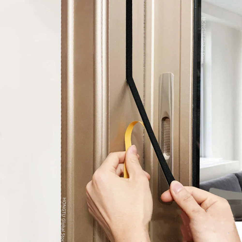 Rubber Sponge Seal Strip Door Window Seal Strip Self Adhesive Soundproof Anti-collision Tape Wall Insulation Acoustic Foam 10M