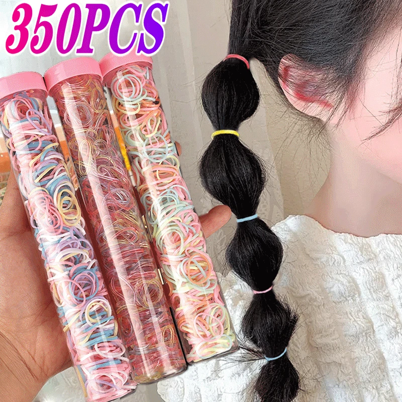 

350Pcs/Box Colorful Small Disposable Elastic Hair Bands Scrunchie Girls Rubber Band Ponytail Holder Hair Accessories Hair Ties
