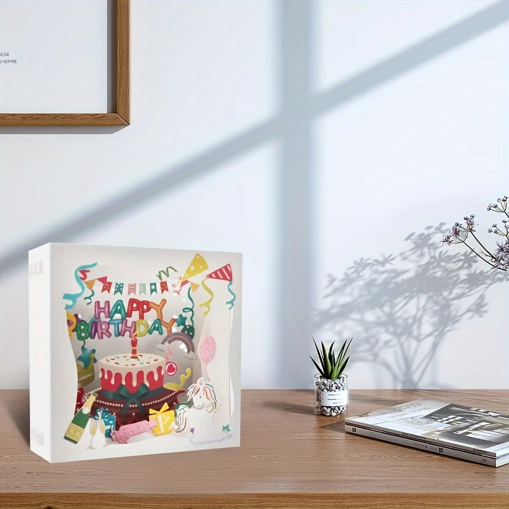 1pc 3D Handmade Pop Up Happy Birthday Card with Envelope