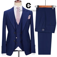 Cenne Des Graoom 2023 Latest Coat Design Men Suits Tailor-Made 3 Pcs Set Stripe Blazer Vest Pants Casual Wedding Costume Homme 1