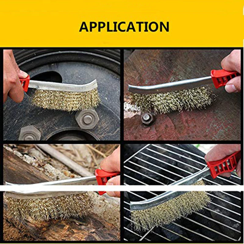 Knife-Shaped Copper Steel Wire Brush Grill Cleaner BBQ Grill Steel Wire Brush Cleaning Tools Picnics Barbecue Derusting tools