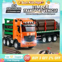 1:18 RC Wood Transporter Truck 9CH Semi Trailer With Sound Light Remote Control Detachable Body Engineering Vehicle Kids Toys 1