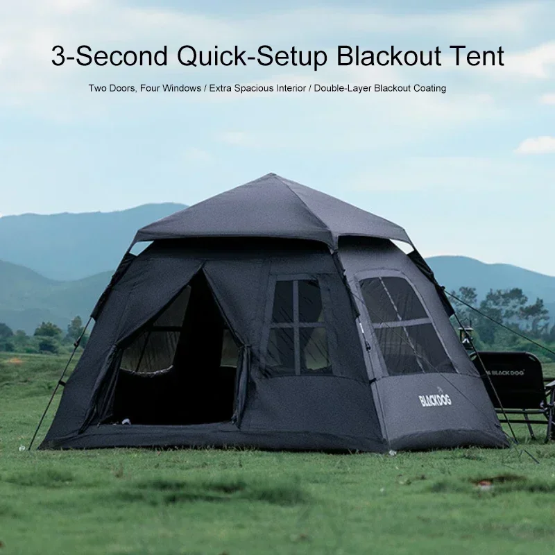 Outdoor Blackout Camping Tent Portable Rainproof Thickened Automatic Pop-Up Shelter for 3-4 People Perfect for Hiking Picnic