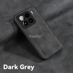 Nubuck Leather Shockproof Magnetic Protective Phone Case for Xiaomi 15T (Dark Grey)