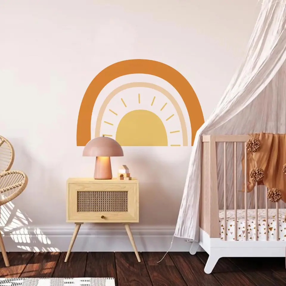 Wandtattoo Regenbogen Set | 82 Teile Kinderzimmer Deko | Boho Style Aufkleber Für Babyzimmer