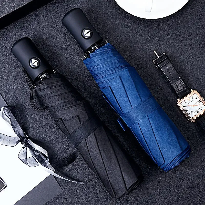 Automatic Rain & Sun Umbrella Wind Resistant Umbrella Folding Umbrella Automatic Sun Umbrella Automatic Umbrella Windproof Umbrella Sun Umbrella Black Coating Parasol Anti-UV 3 Folding Wind Resistant Auto Luxury Big Windproof Women Men 8Ribs