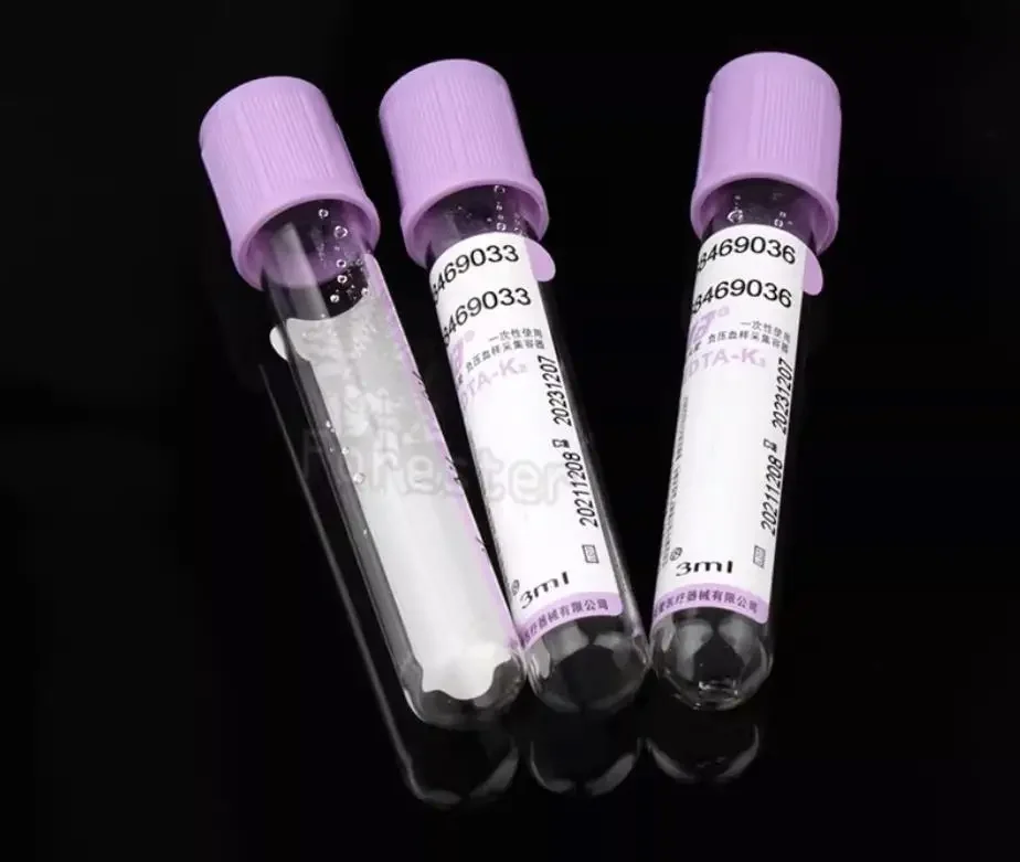 Plastic EDTA K2 Disposable Sterile Vacuum Blood Collection Tube For Hospital Veterinary Laboratory Teaching Supplies 100pcs disposable blood collection needle