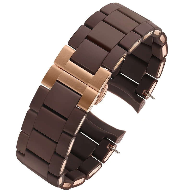 Rose Gold Buckle Silicone Wristband Bracelet - 20/23mm Strap