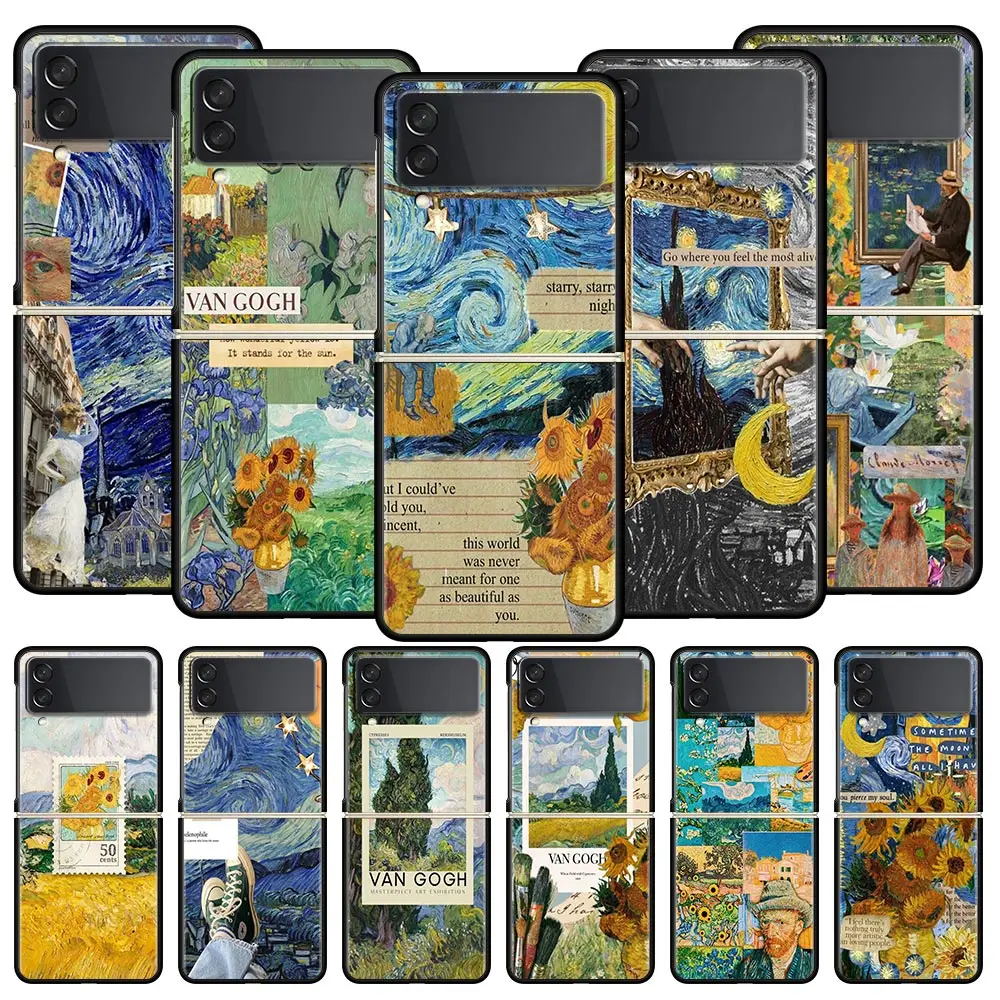 Starry Sky Van Gogh Art Black Hard Folding Phone Case