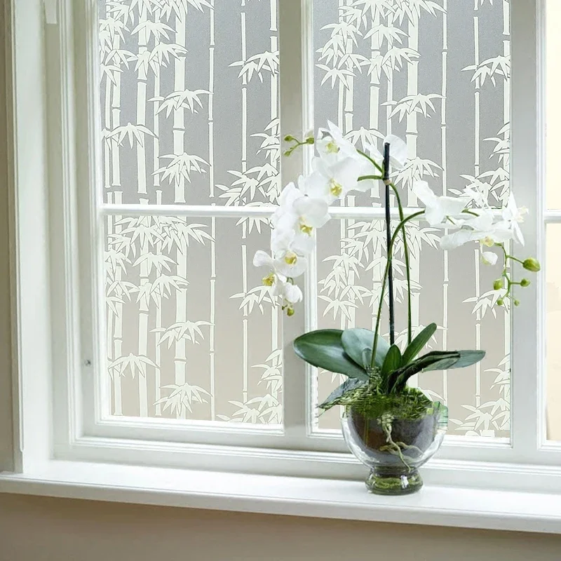 Decorative Privacy Window Film Window Privacy Film for Bathroom Bamboo Sliding Door