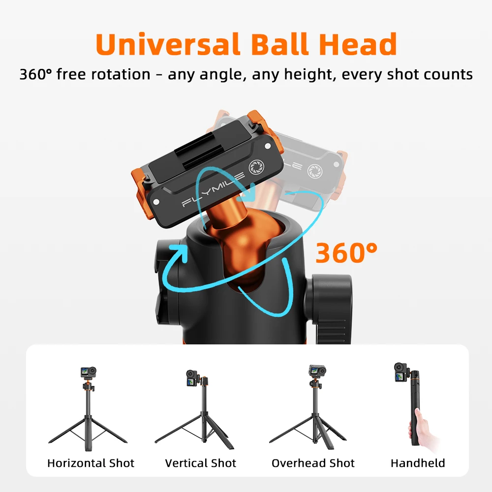 Flymile Magnetic Selfie Stick For DJI OSMO Action 6/Nano Accessories Quick-release Base Mount Tripo 140CM Extenable_voghion.com