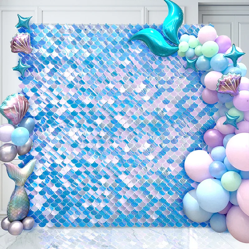 

12Pc fan-shaped Shimmer Wall Panel Sequin Wall Backdrop Backdrop Glitter Bling Background Birthday Party Wedding Decor 30x30cm