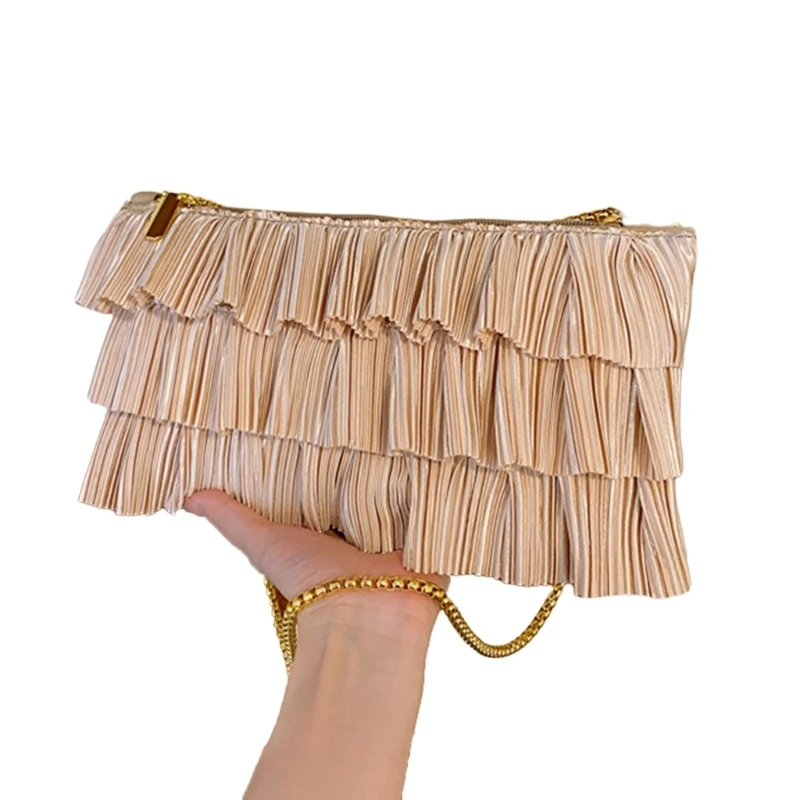 2023 Pleated Crossbody Bags Solid Color Chain Bag Shoulder Bag for Women Girl