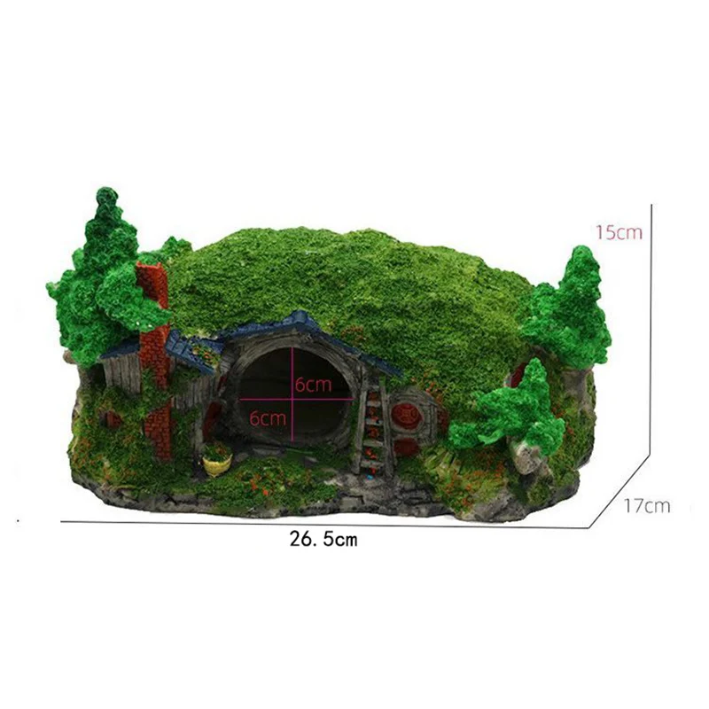 Ruiqi Aquarium Creative Landscaping Castle Resin Hobbit House Dodging Fish Tank Decoration