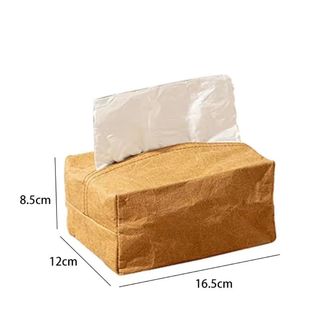 Creative pleated kraft paper waterproof tissue box modern designer storage napkin bag home desktop decoration 6