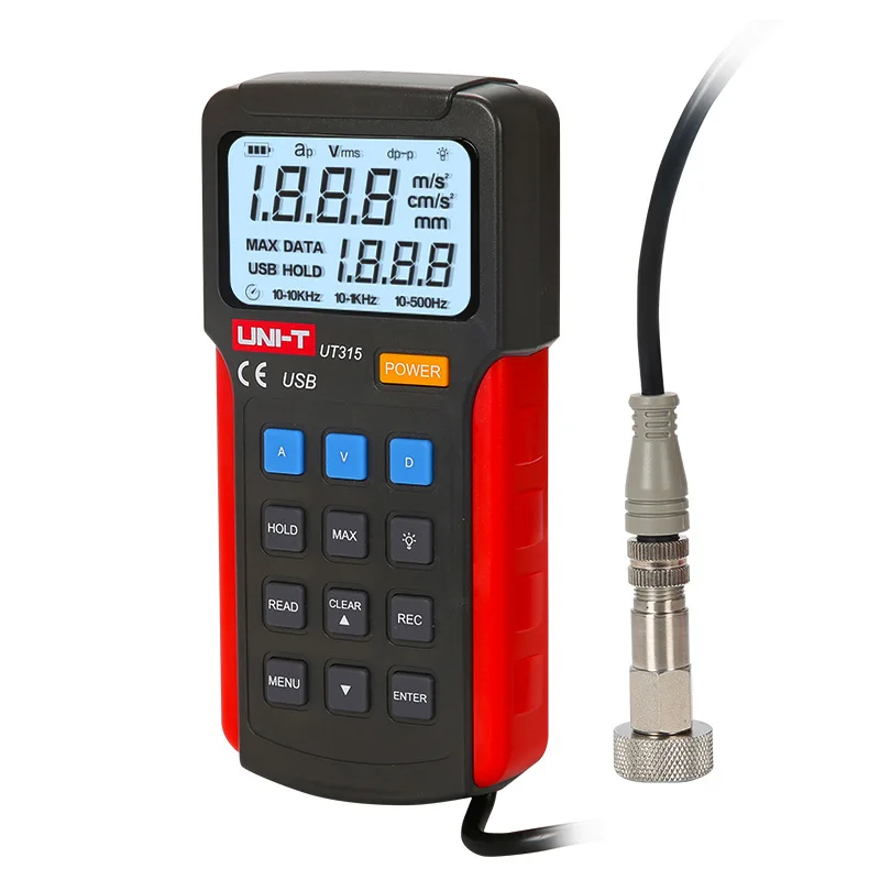 UNI-T UT315A Digital Vibration Testers Vibration Acceleration Velocity Displacement Measurement USB Connect PC Soft 4